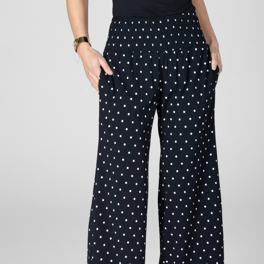 Dot Print Portofino Ankle Resort Pant: Black Dot